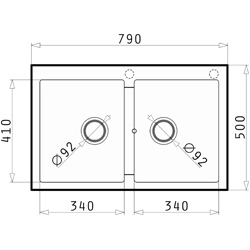 Zlewozmywak Pyramis ALAZIA 79x50 2B karbon 079811002